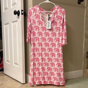 Hatley Pink Elephant Print Shift Dress
